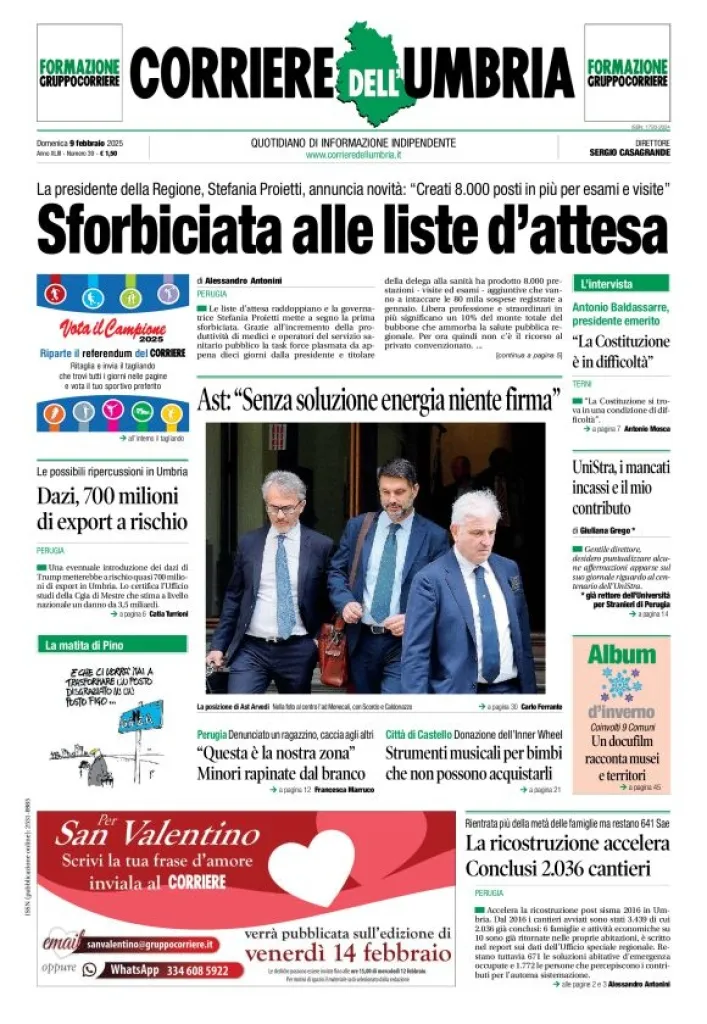 Prima-pagina-corriere umbria-del-2025-02-09